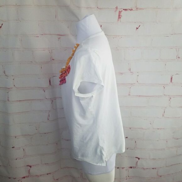 3/$25 Ruby Rd white tee colorful tassles beads - Picture 3 of 4